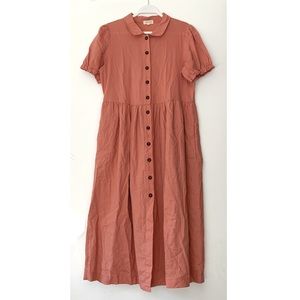ROOLEE button front Sparks Fly babydoll linen midi dress